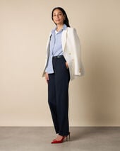 Brooks Brothers Doppelreihiger Blazer aus Wollmischung mit goldfarbenen Knöpfen Milch