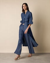 Brooks Brothers Maxi sukienka koszulowa z lnianego denimu Denim