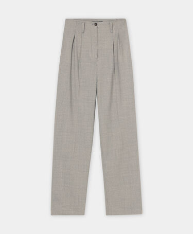 Brooks Brothers Wool Blend Stretch Pleated Trousers Light Grey