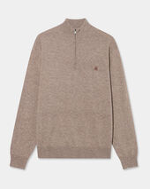 Brooks Brothers Lambswool Half Zip Sweater with Logo Kasha