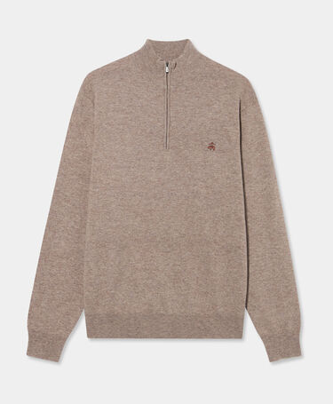 Brooks Brothers Half-Zip-Pullover aus Lammwolle mit Logo Kasha