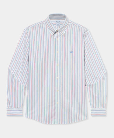 Brooks Brothers Regular Fit Non-Iron Oxford Shirt with Button Down Collar Red