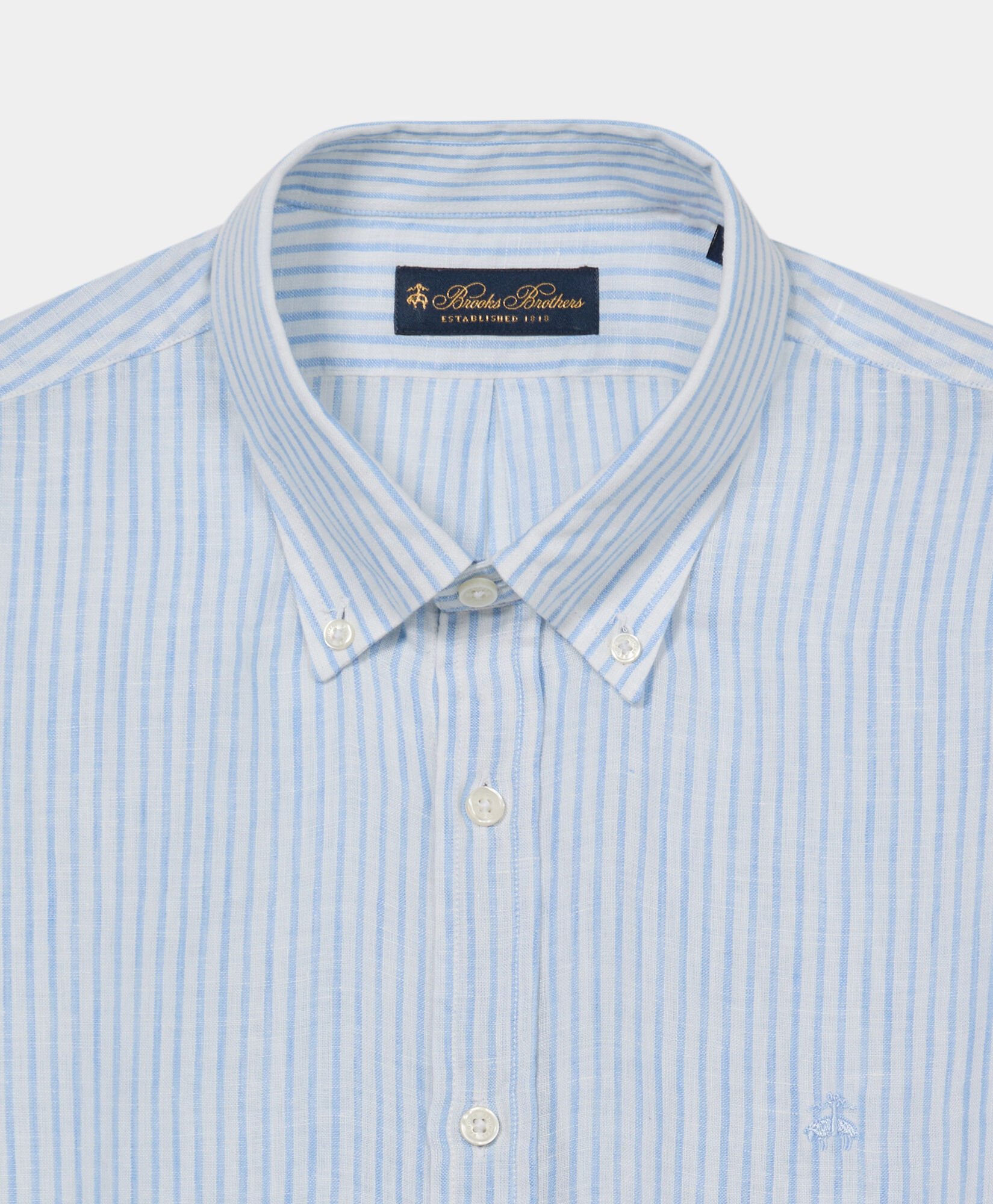 Regular Fit Linen Shirt with Button Down Collar