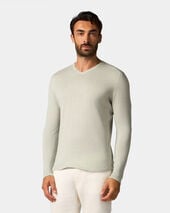 Brooks Brothers Organic Cotton-Linen V-Neck Sweater Teal