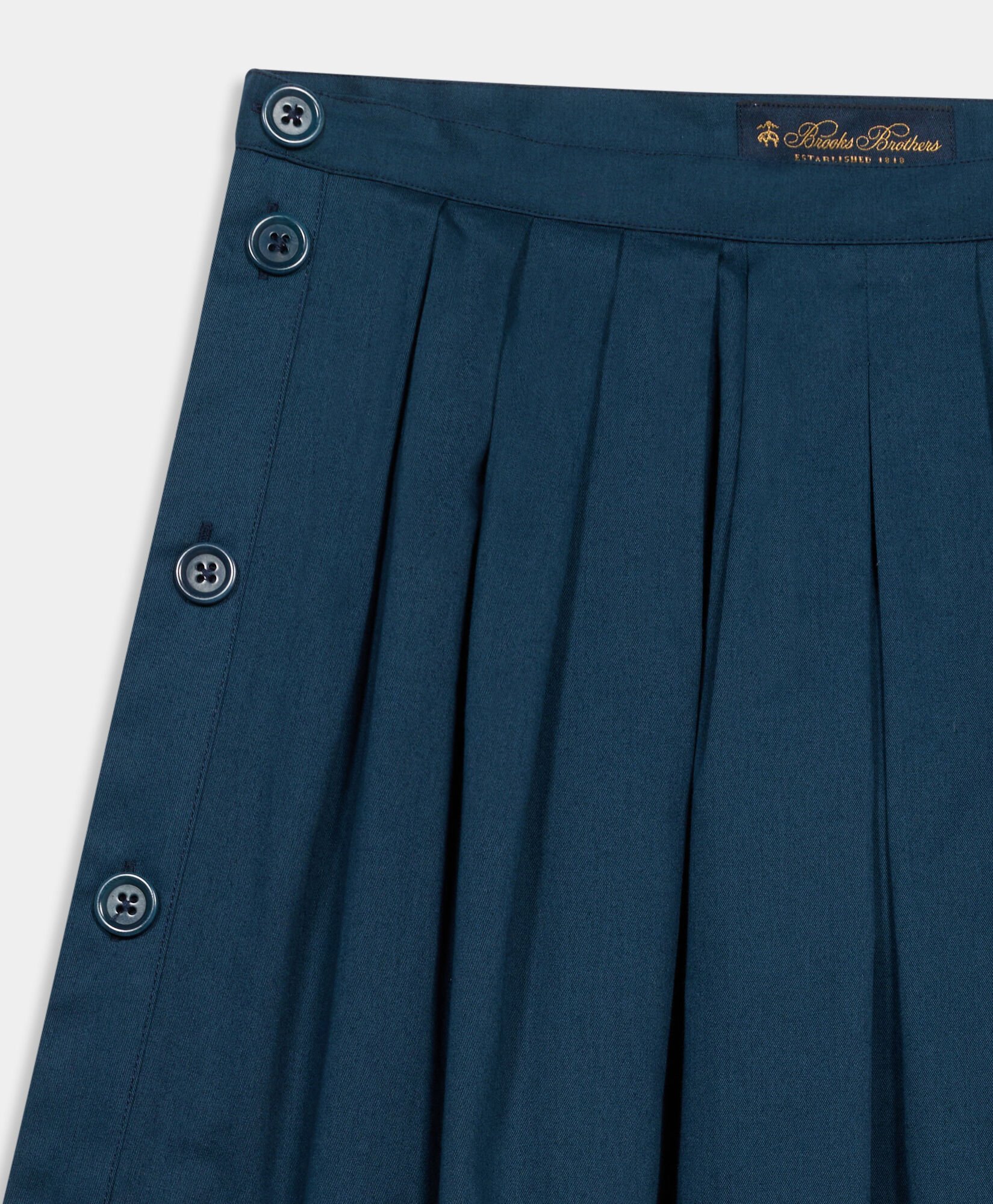 Pleated Twill Midi Skirt