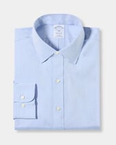 Brooks Brothers Regular Fit Non-Iron Oxford Pinpoint Shirt with Ainsley Collar Light Blue