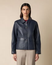 Brooks Brothers Leather Shirt Collar Jacket Navy