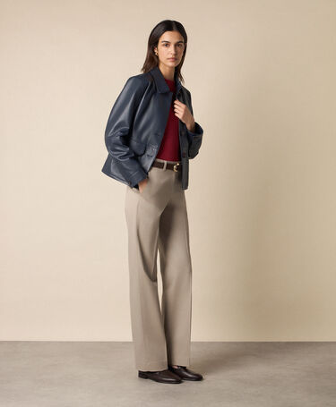 Brooks Brothers Giacca Camicia in Pelle Blu Marino