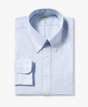 Brooks Brothers Slim Fit Non-Iron Cotton Shirt with Button Down Collar Light Blue