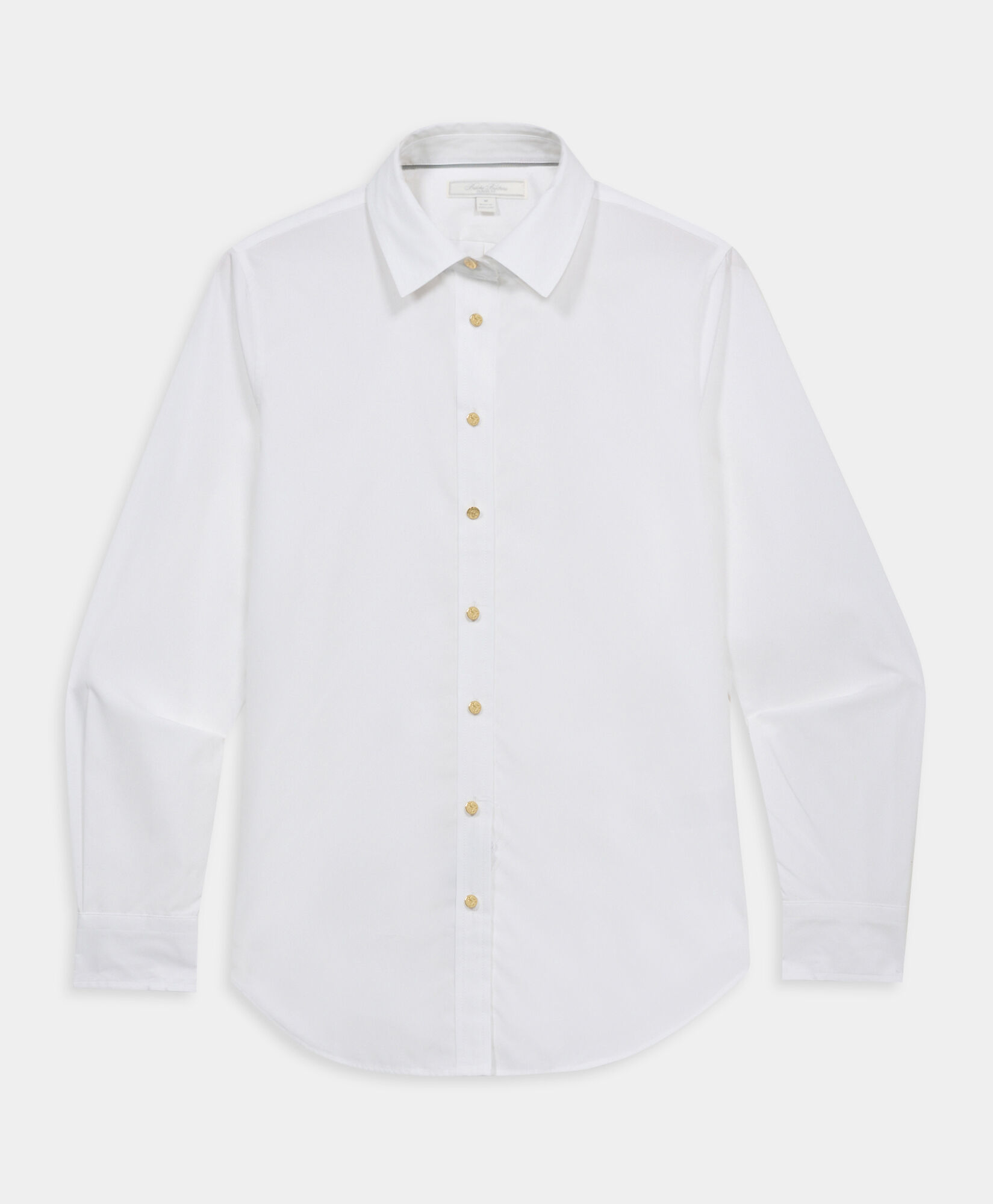 Supima Cotton Poplin Blouse with Gold Logo Buttons