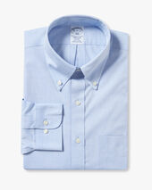 Brooks Brothers Regular Fit Non-Iron Cotton Shirt with Button Down Collar Blue