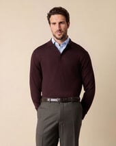 Brooks Brothers Strick-Polo aus Merinowolle Bordeauxbraun