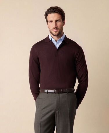 Brooks Brothers Strick-Polo aus Merinowolle Bordeauxbraun