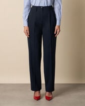 Brooks Brothers Wool Blend Stretch Pleated Trousers Navy