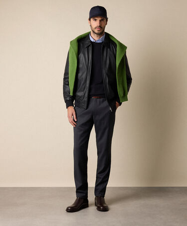 Brooks Brothers Leather Bomber Jacket Black