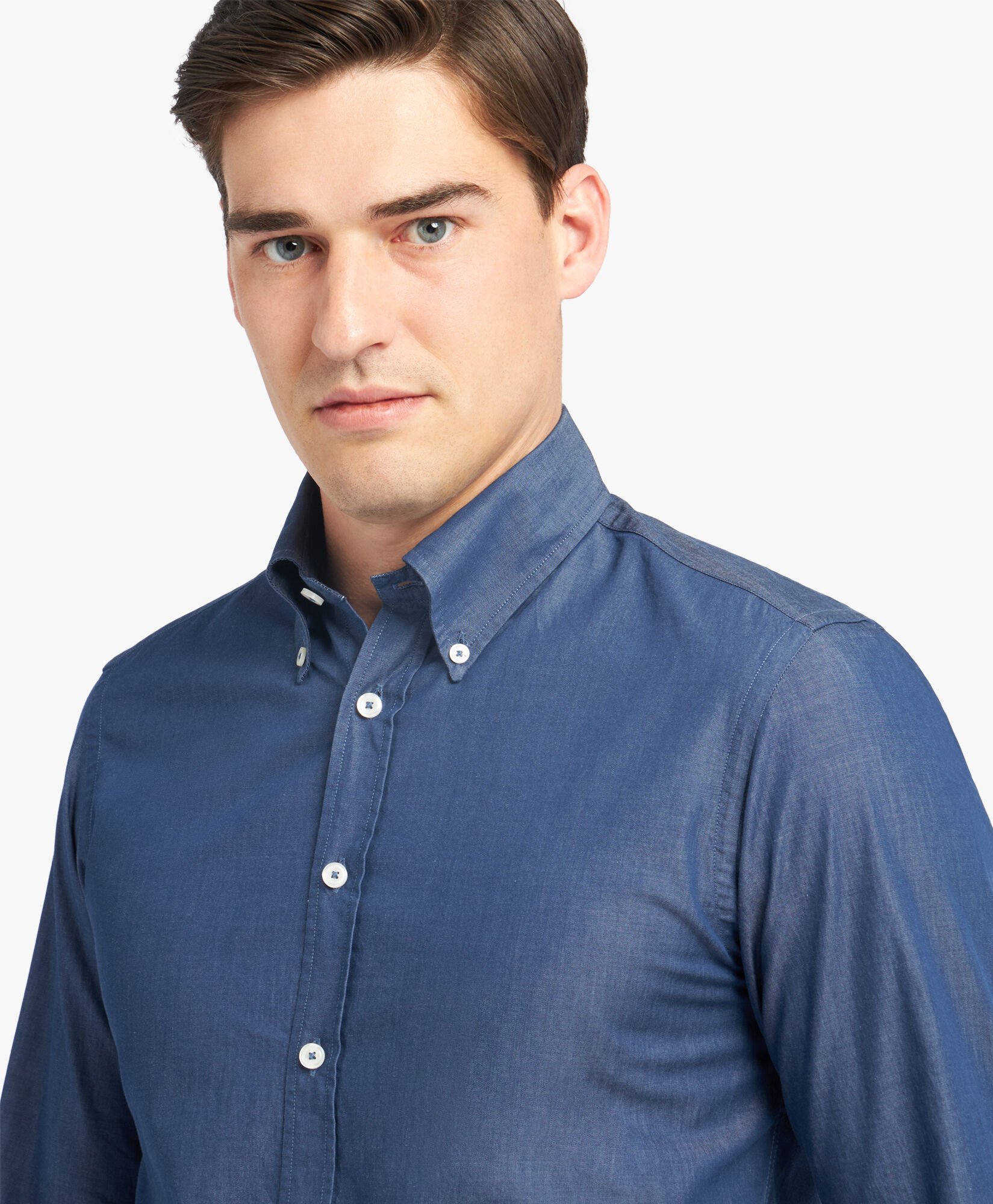 Camicia Slim Fit in Cotone con Collo Button-Down