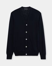 Brooks Brothers V-Neck Cotton-Linen Cardigan Navy