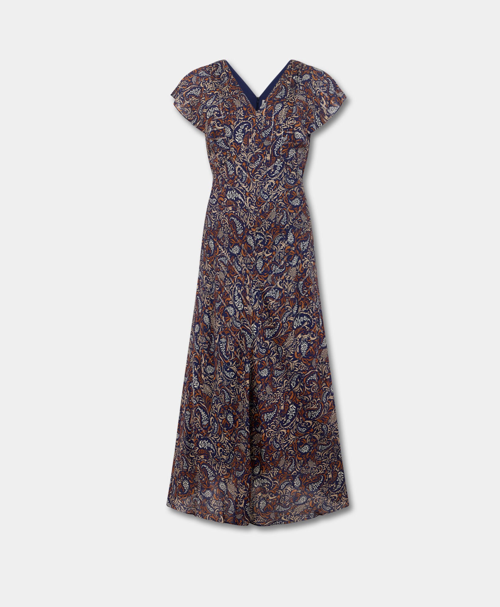 Paisley V-Neck Midi Dress