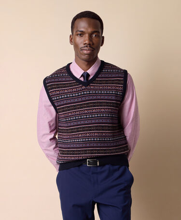 Brooks Brothers Kamizelka Fair Isle Granatowy