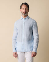 Brooks Brothers Chemise Slim Fit en Lin avec Col évasé Ciel