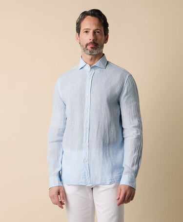 Brooks Brothers Chemise Slim Fit en Lin avec Col évasé Ciel