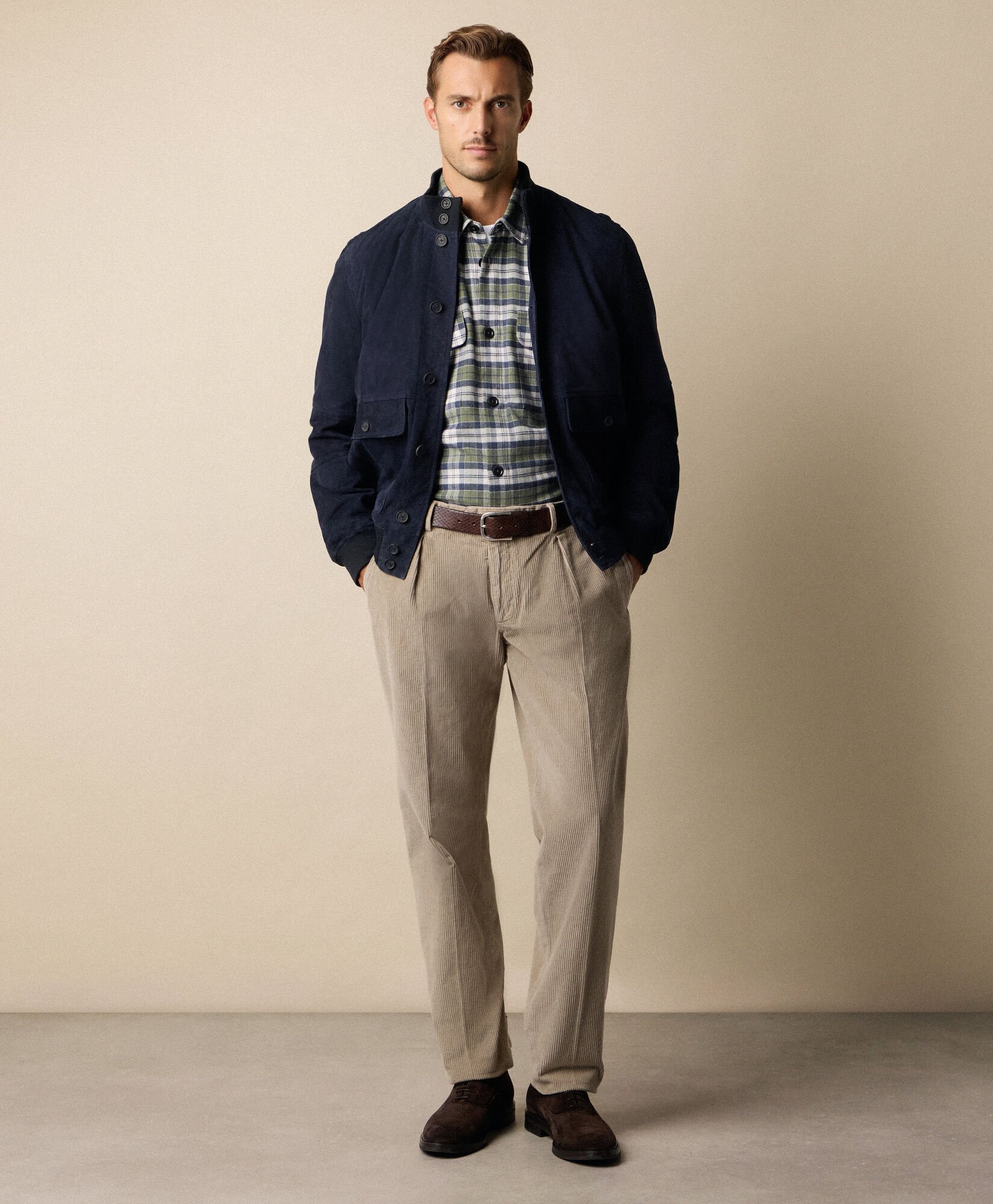 Plaid Cotton Flannel Overshirt with Flap Pockets