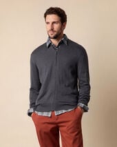 Brooks Brothers Full-Zip-Pullover aus Seide-Kaschmir Holzkohle