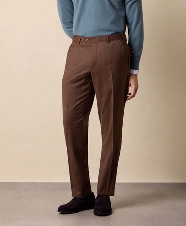 Brooks Brothers Flat Front Performance Twill Virgin Wool Trousers Rust