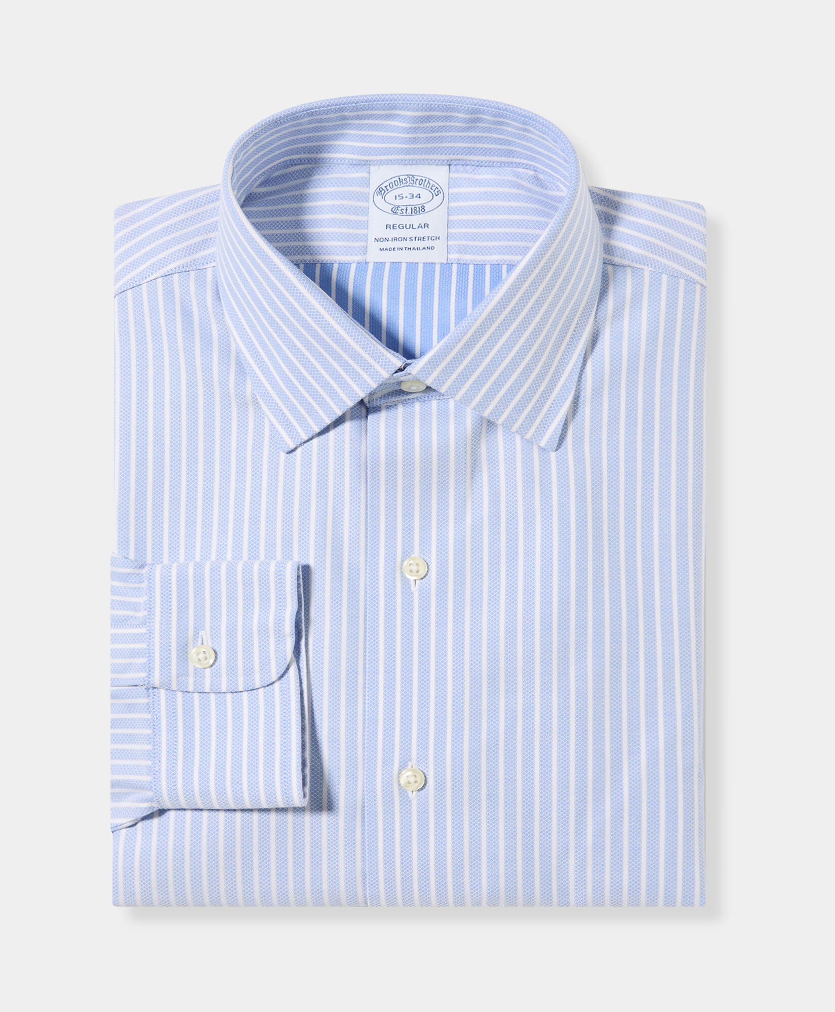 Regular Fit Non-Iron Striped Dobby Supima Cotton Shirt with Ainsley Collar