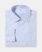 Brooks Brothers Regular Fit Non-Iron Striped Dobby Supima Cotton Shirt with Ainsley Collar Ultramarine