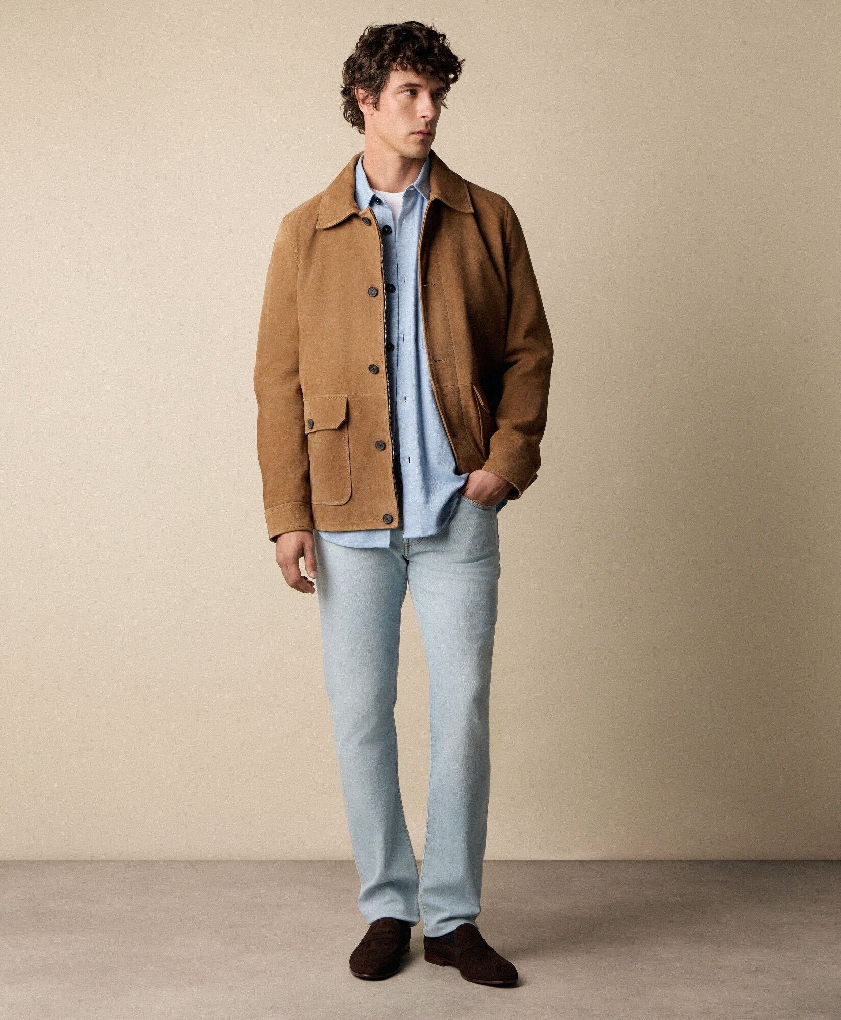 Cotton Flannel Overshirt with Flap Pockets