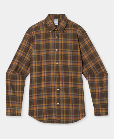 Brooks Brothers Regular Fit Shirt with Button Down Collar Dark Brown