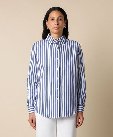 Brooks Brothers Relaxed Striped Cotton Shirt Blue