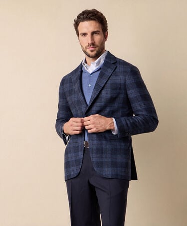 Brooks Brothers Glen Plaid Wool Blazer Blue