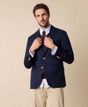 Brooks Brothers Virgin Wool Blazer with Gold Buttons Navy
