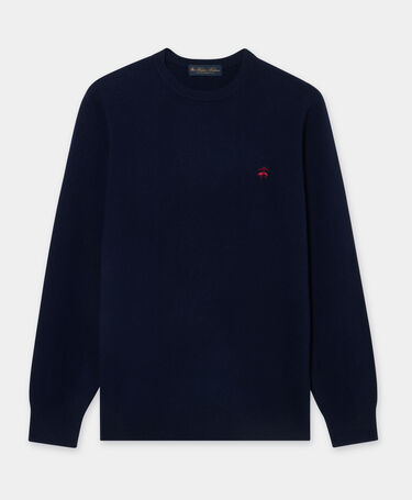 Brooks Brothers Lambswool Crewneck Sweater with Logo Navy