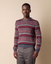 Brooks Brothers Col rond en Laine d'Agneau Jacquard Fair Isle Gris Foncé