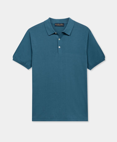 Brooks Brothers Mercerized Cotton Knit Polo Denim