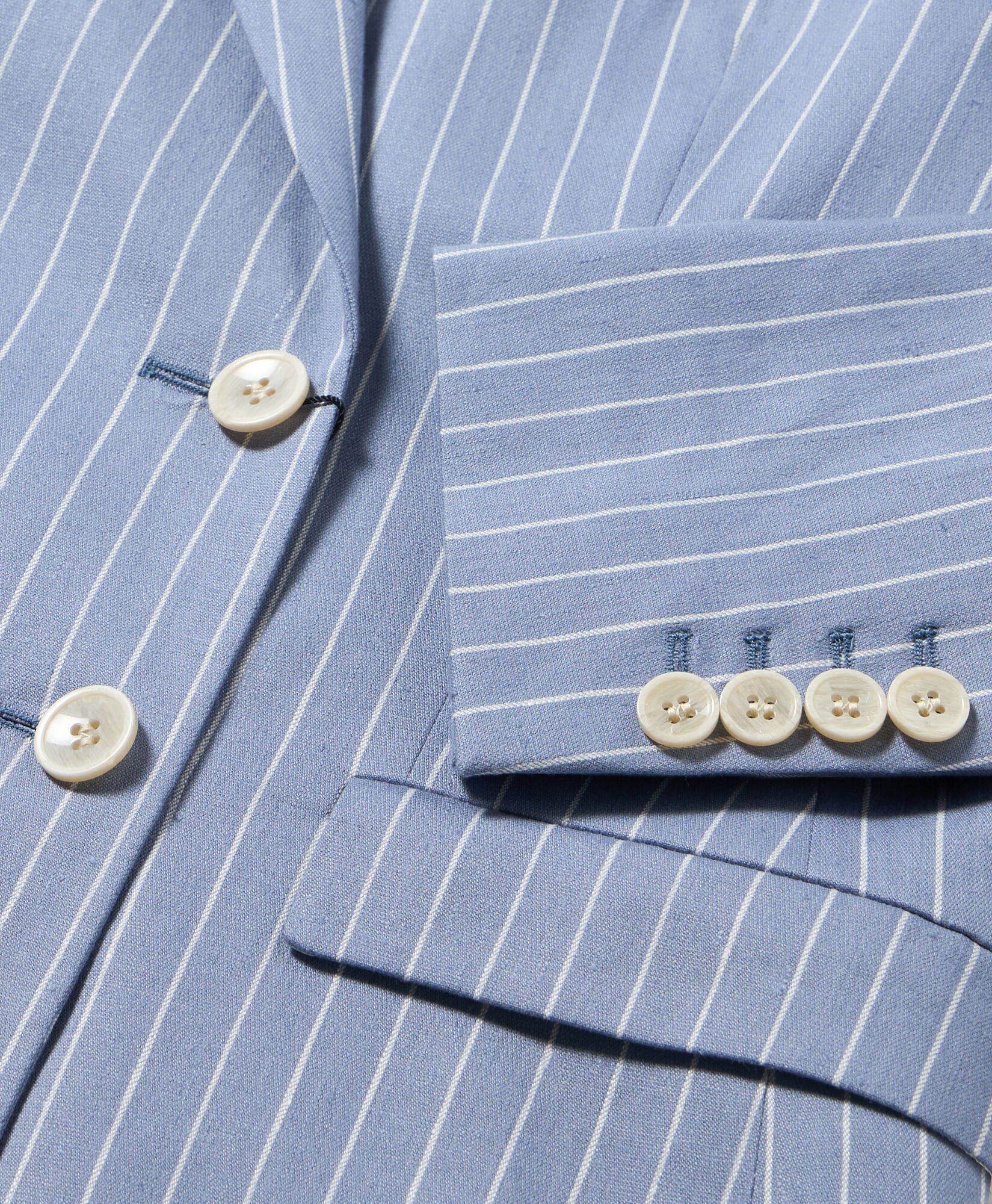 Pinstripe Leinenmischung Doppelseitiger Blazer