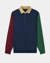 Brooks Brothers Color-Block Polo with Corduroy Collar Navy