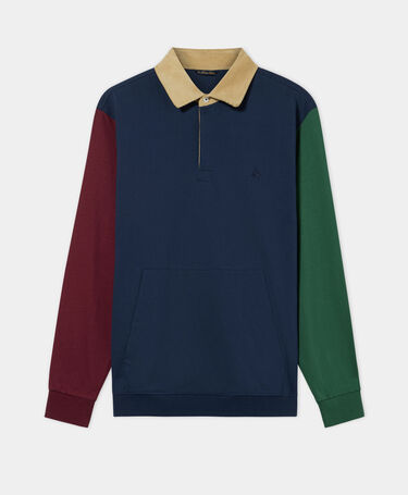 Brooks Brothers Polo Color-Block con Collo in Velluto a Coste Blu Marino