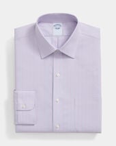 Brooks Brothers Slim Fit Royal Oxford Striped Shirt with Ainsley Collar Light Purple