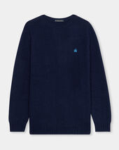 Brooks Brothers Shetland Wool Sweater with Logo Navy