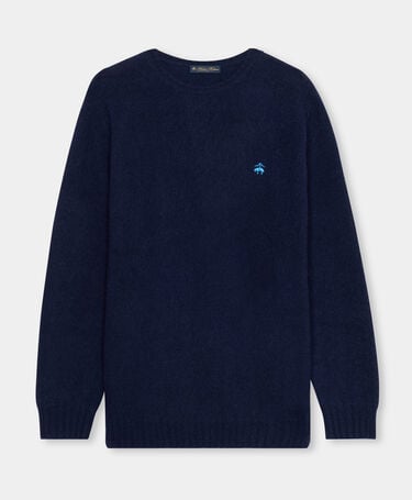 Brooks Brothers Pull en Laine Shetland avec Logo Bleu Marine