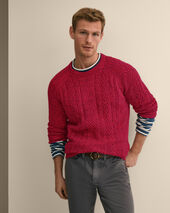 Brooks Brothers Twist Fisherman Crewneck Sweater Red