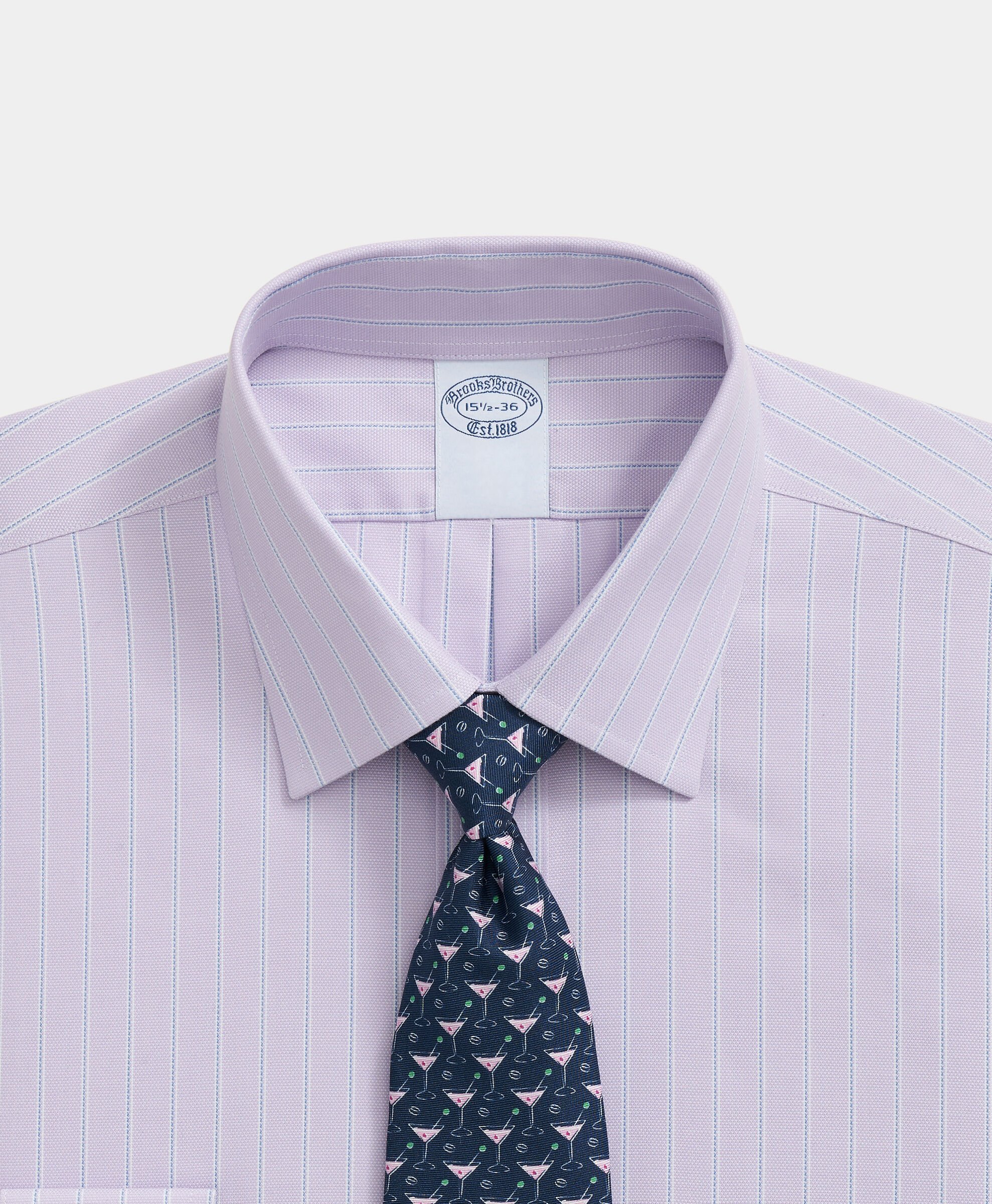 Slim Fit Royal Oxford Striped Shirt with Ainsley Collar