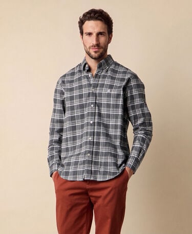 Brooks Brothers Hemd Regular Fit aus Twill Mélange mit Button-Down-Kragen Dunkelgrau