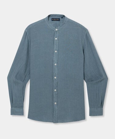 Brooks Brothers Koszula Regular Fit z lnu z kołnierzem typu koreańskiego Naftowy