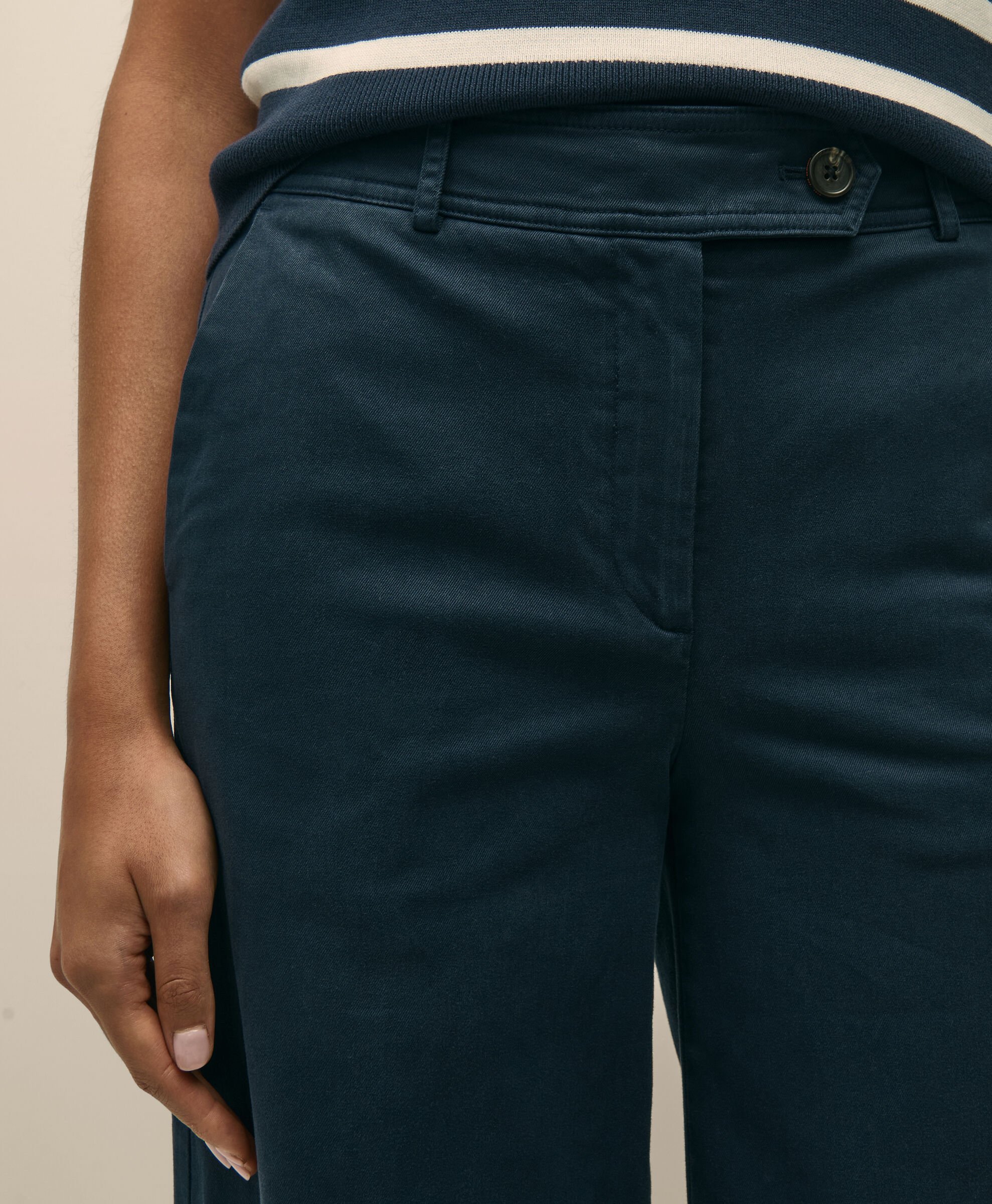 Wide Leg Cotton Twill Pant