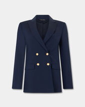 Brooks Brothers Double Breasted Wool Blend Blazer with Gold Buttons Navy